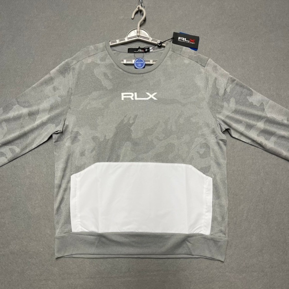 RLX Ralph Lauren Sweatshirt Mens Large Gray Camo Heath Jacquard‎ Performance
